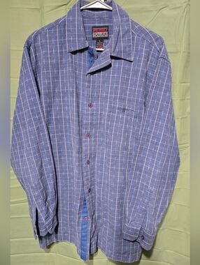 FUBU Blue Plaid Short Collar Button-Up Shirt
